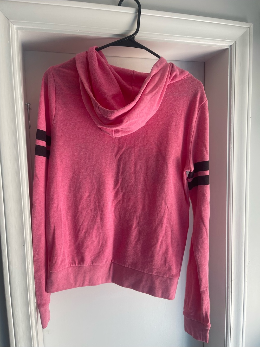 PINK Victoria's Secret Hot Pink Hoodie with White Logo Trim - Picture 2 of 3